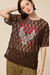 Free Bird 1776 Vintage Graphic Sheer Lace Tee - Blush & Cactus