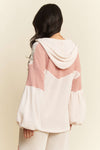 Davi & Dani Hoodie Oversized Knit Top with Flower Patch