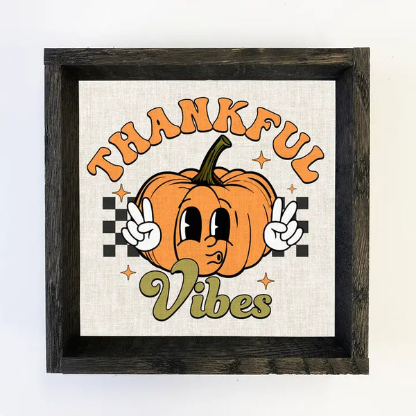 TOTE Thankful Vibes Retro Pumpkin - Cute Fall Framed Canvas Art
