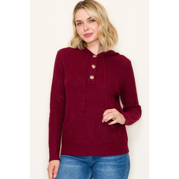 Staccato Waffle Textured Hoodie Sweater
