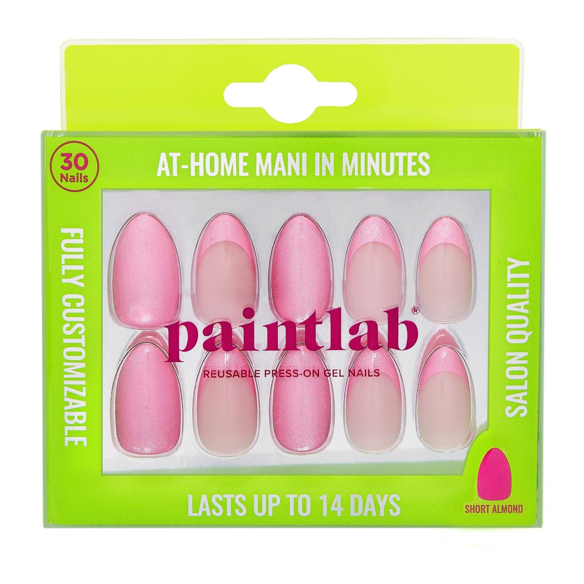 PaintLab Pink Sunset Glitter Press On Nails - Blush & Cactus
