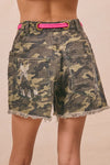 BIBI Braided Waist Belt Patch Pockets Camouflage Print