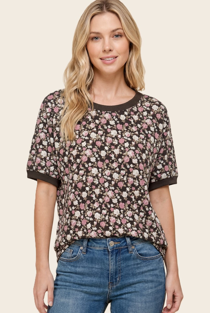 Flroal Printed Jersey Top