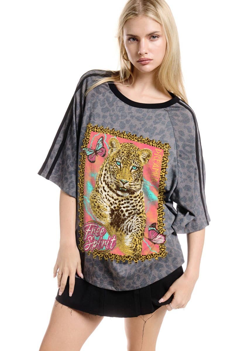 Free Spirit Dreamer Leopard Oversized Tee