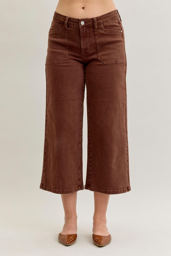 Judy Blue MR wide Crop Garment Dyed Utility Pkts - Curvy Size