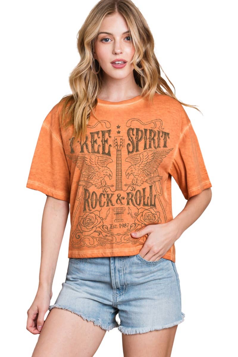 Free Spirit Rock & Roll Graphic Tee