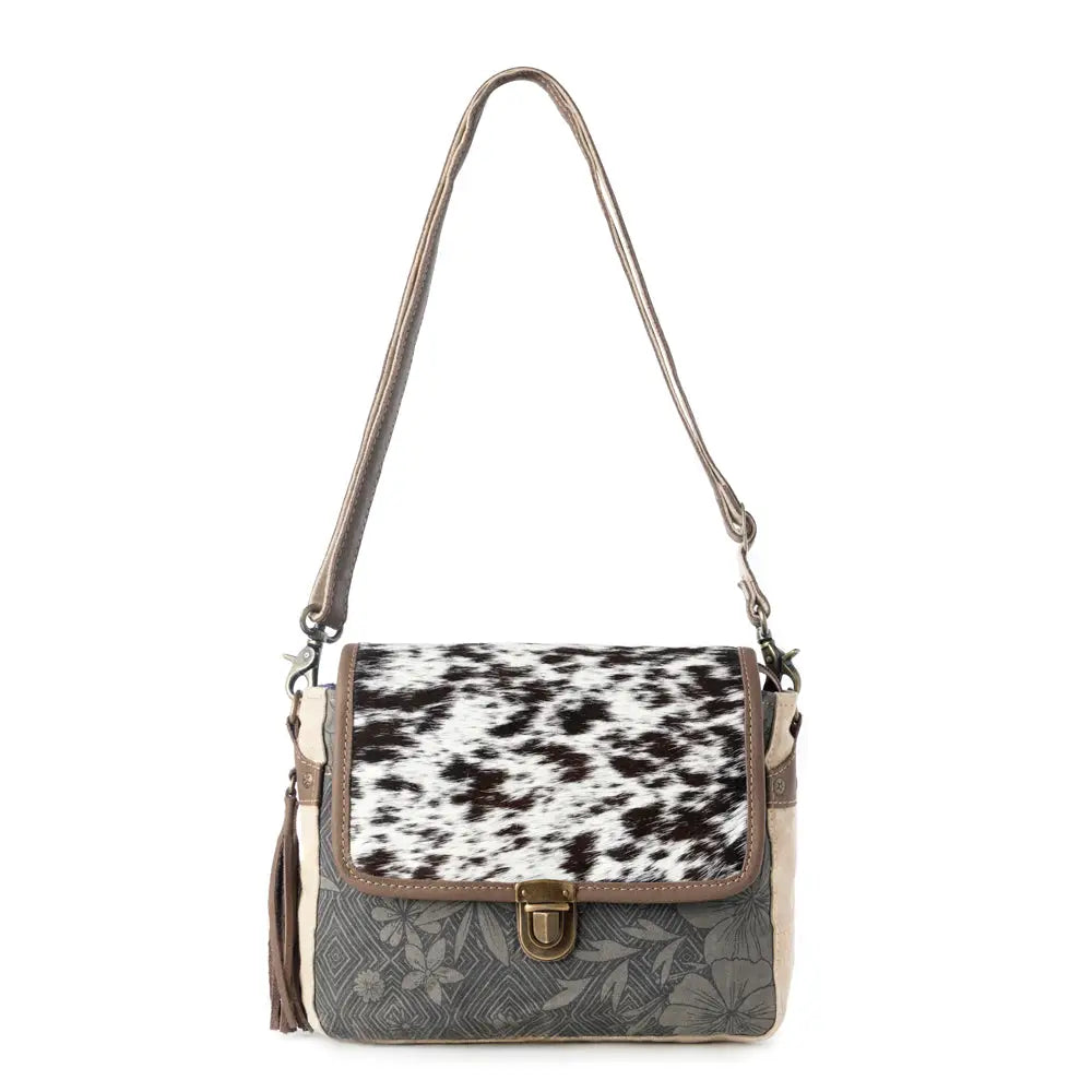 Meadowhide Western Shoulder Bag For Women in Brown with Hairon Flap