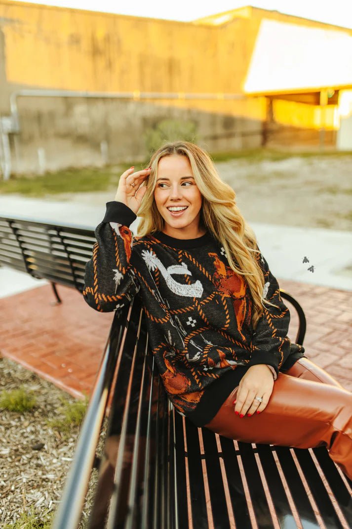 Saddle Up Sweater - Blush & Cactus