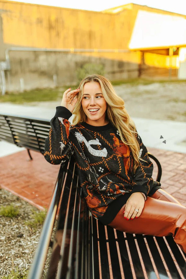 Saddle Up Sweater - Blush & Cactus