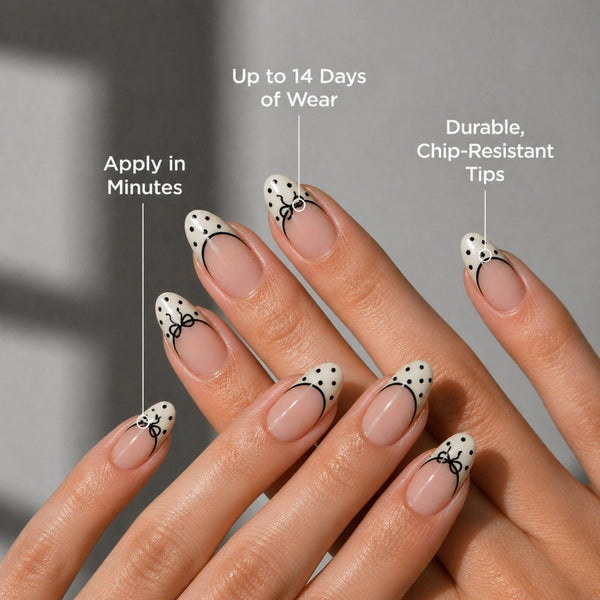 Paintlab Bows and Dots Press On Nails - Blush & Cactus