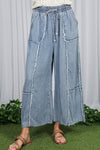 Self Fray Tencel Chambray Palazzo Pants