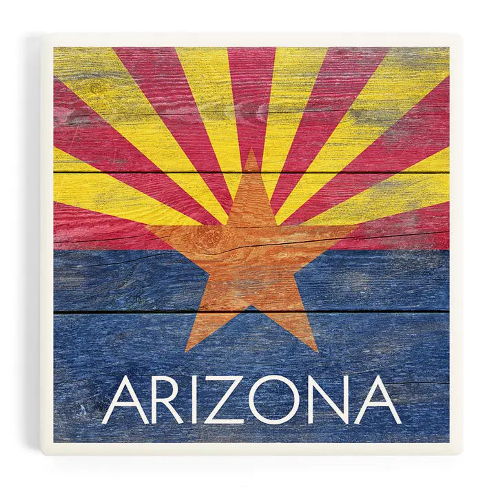 Ceramic Coaster Arizona, Rustic State Flag
