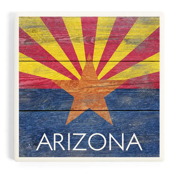 Ceramic Coaster Arizona, Rustic State Flag