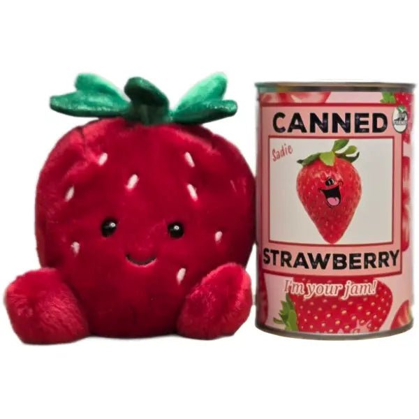 Canned Strawberry | Stuffed Animal Plush W/Funny Jokes |Gift - Blush & Cactus