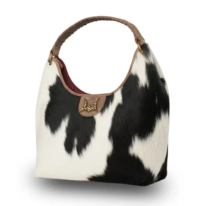 Myra Medium Purse - Black & White Cowhide