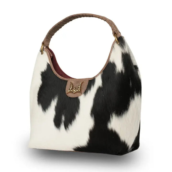 Myra Medium Purse - Black & White Cowhide