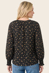 Y Split Button Neck Floral Printed Top - Blush & Cactus
