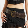 Punk Studs Leather Wide Belt - Blush & Cactus