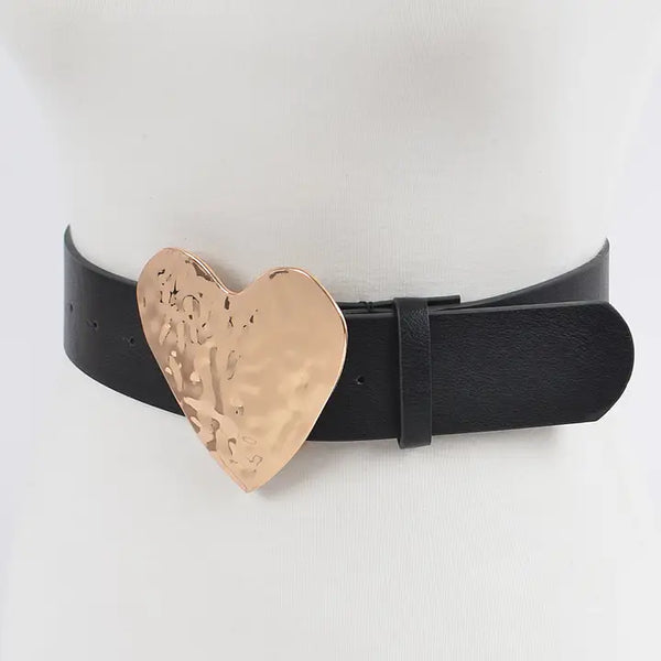 Hammered Heart Shape Buckle Belt
