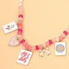 Mahjong Tile Heart Bow Charm Pearl Beaded Necklace