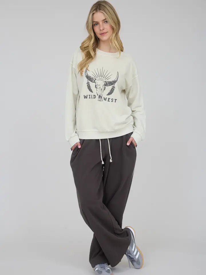 Wild West Graphic Long Sleeve Knit Top - Blush & Cactus