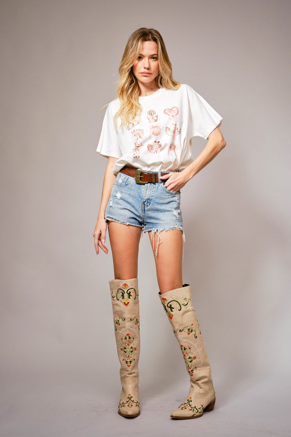Blue B Cotton Jersey Western Graphic Print Tee