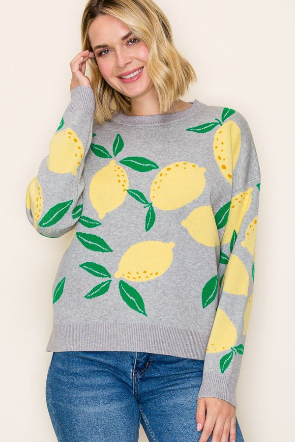 Lemon Pattern Sweater - Blush & Cactus
