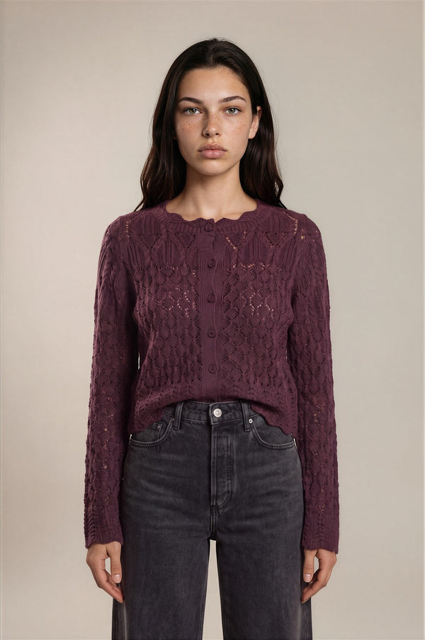 Textured Knit Cropped Cardigan