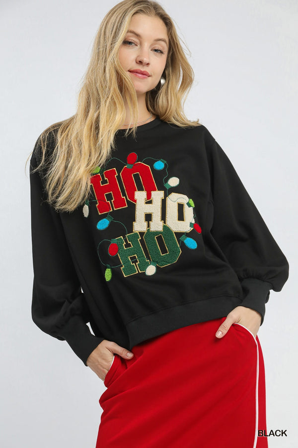 HO HO HO Festive Sweatshirt - Blush & Cactus
