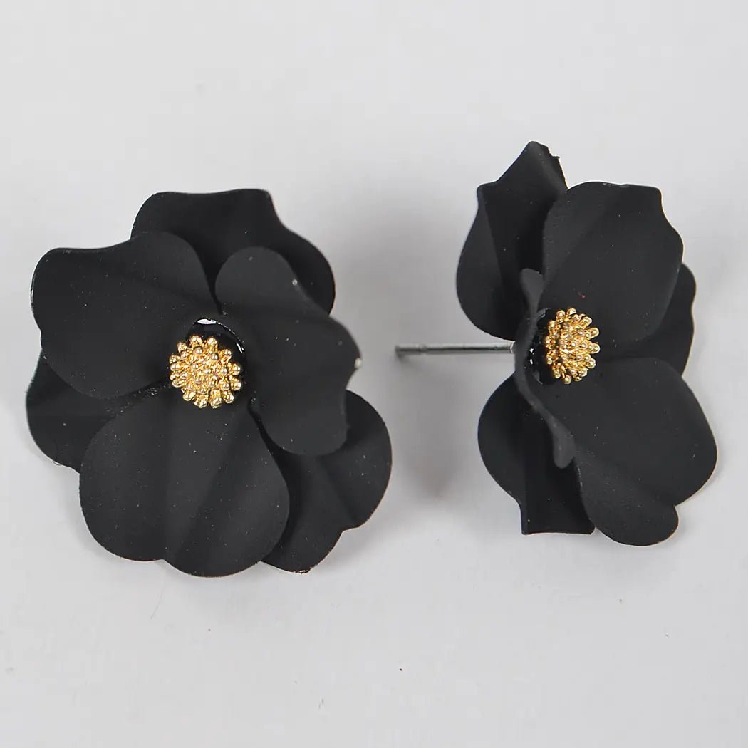 Black Floral Earrings - Blush & Cactus