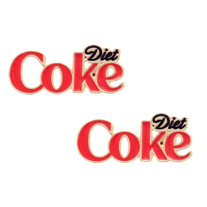 Diet Coke Enamel Logo Stud Earrings in Red/Black - Blush & Cactus