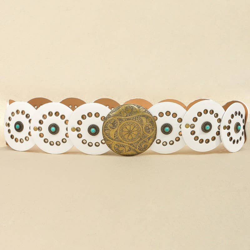 Studded Circular Disc Snap Y Shape Belt