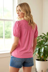 Eyelet Laced Cotton Top - Blush & Cactus