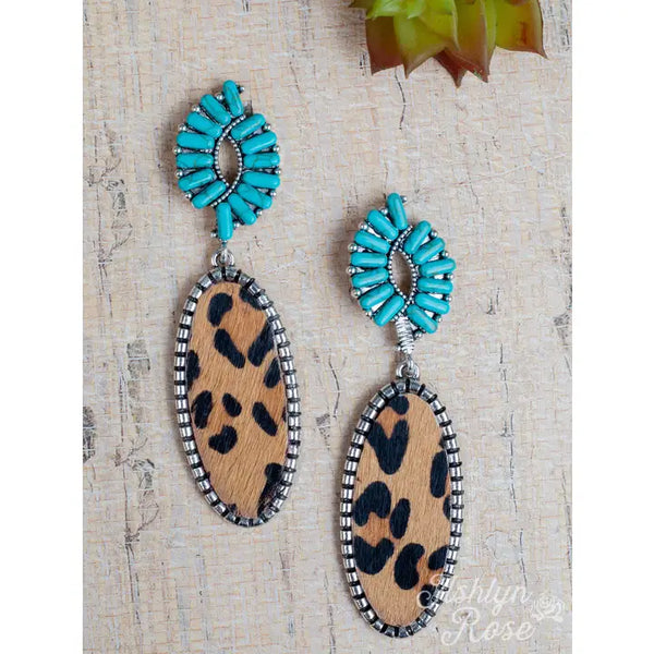 Forever After All Oval Dangly Earrings, Turquoise
