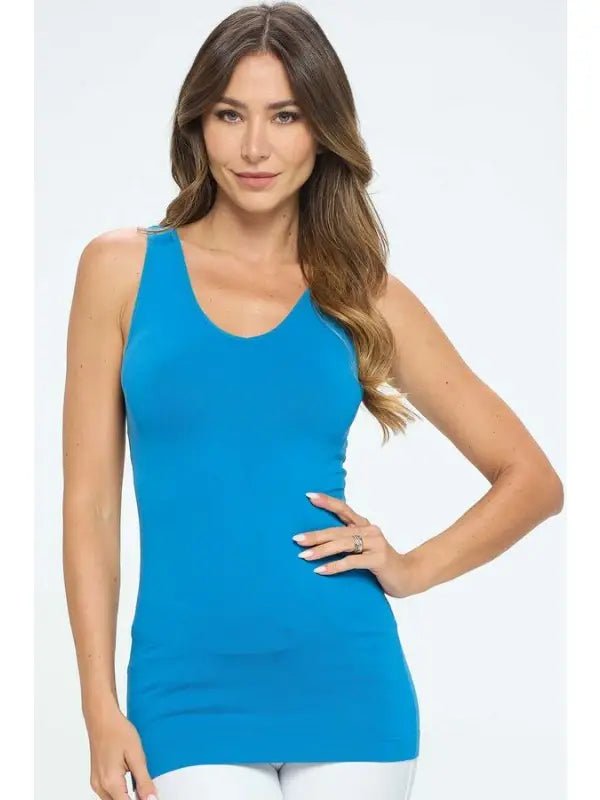 Reversible V or U Neckline Seamless Tank - 8 Colors - Blush & Cactus