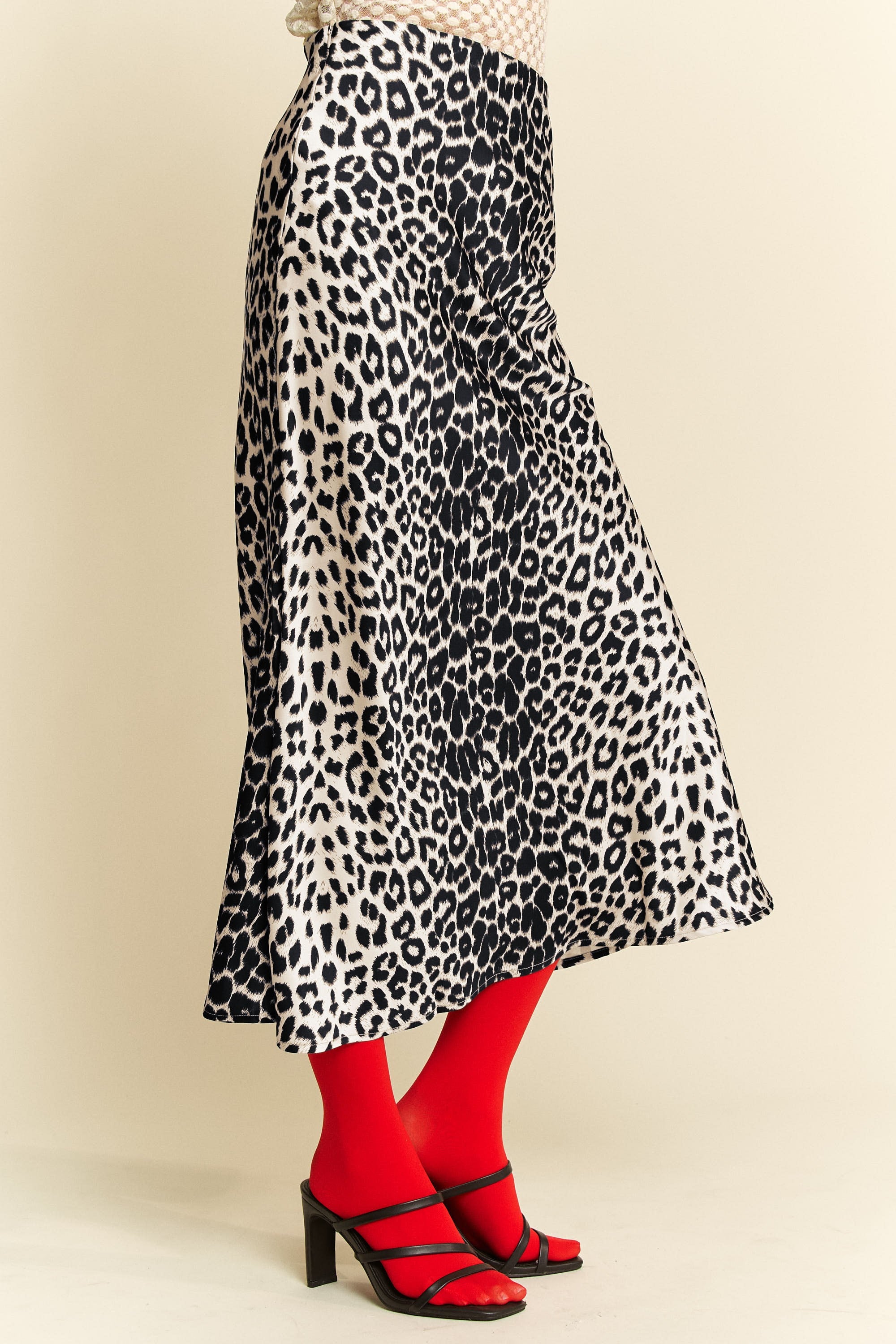 Davi & Dani Leopard Animal Print Long Length Waist Tie Skirt