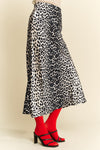 Davi & Dani Leopard Animal Print Long Length Waist Tie Skirt