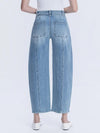 Lovervet High Rise Waist Tie Crop Wide Barrel Jeans - Blush & Cactus