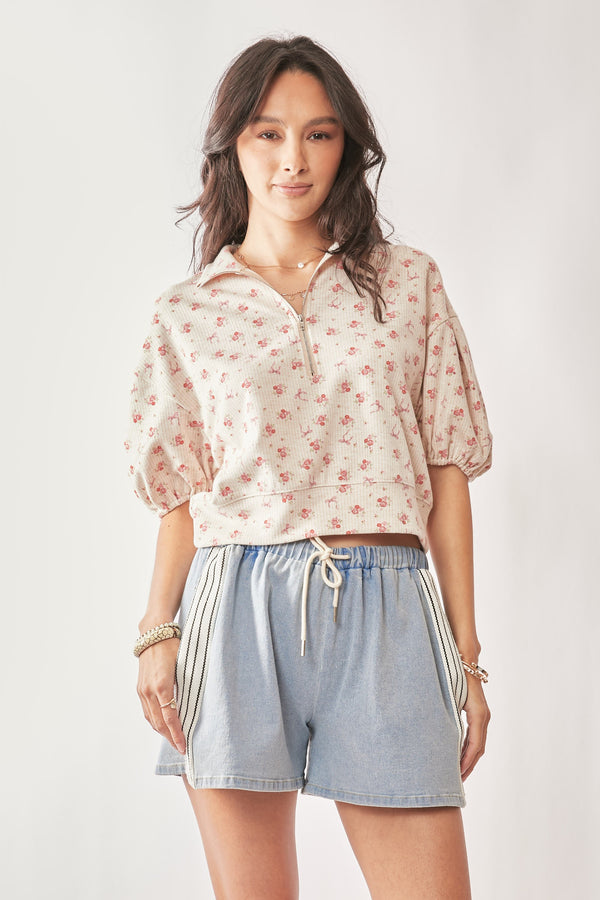 Davi & Dani Florral W/Rivvon Design Knit Top  - Curvy Size
