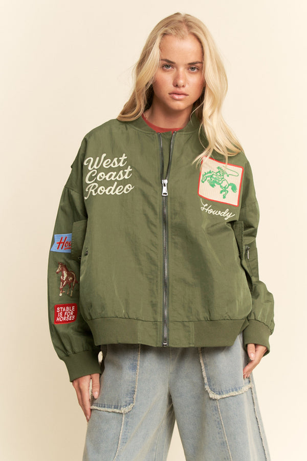 Davi & Dani West Coast Rodeo Embroidered Bomber Jacket