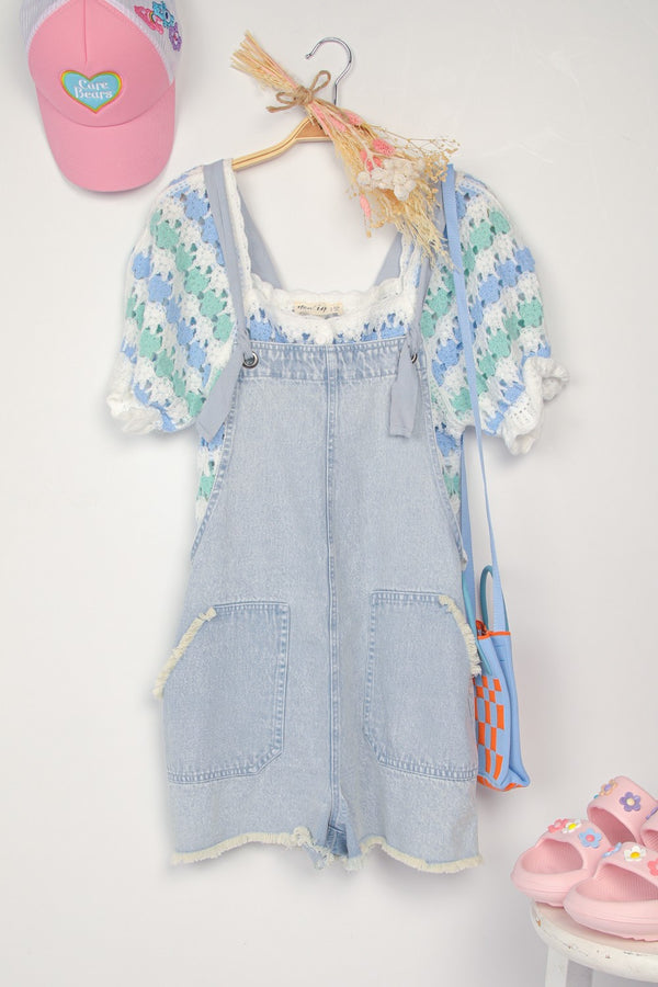SALE Washed Cotton Denim Casual Romper Overall