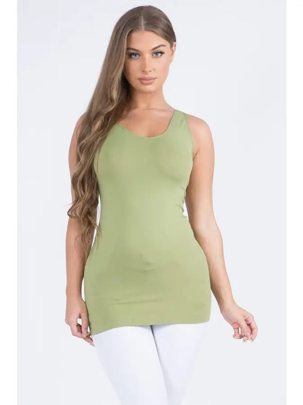 Reversible V or U Neckline Seamless Tank - 8 Colors - Blush & Cactus