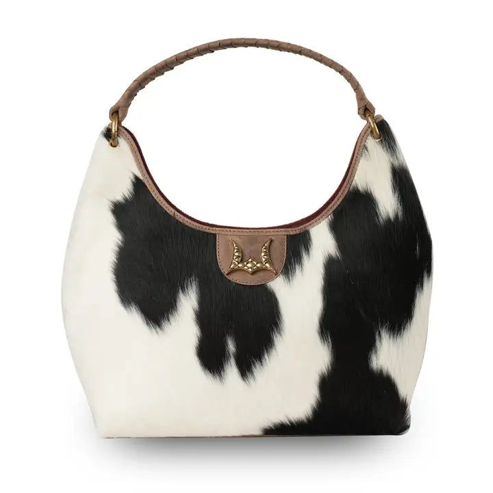 Myra Medium Purse - Black & White Cowhide