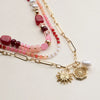 Sun Charm Layered Beaded Necklace | Pearl Pendant Necklace