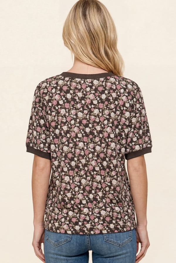 Flroal Printed Jersey Top