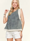 Denim Lace Trim Blouse - Blush & Cactus