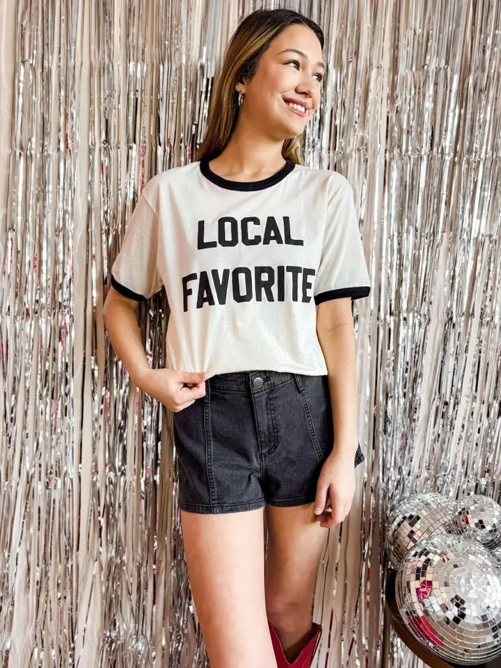Local Favorite Ringer Shirt, Ringer Tee - Blush & Cactus