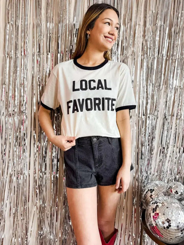 Local Favorite Ringer Shirt, Ringer Tee - Blush & Cactus