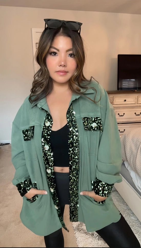 Bella Suede Sequin Shacket - Blush & Cactus