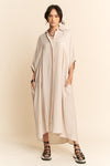 Davi & Dani Oversized Hemline Collared Neckline Shirt Dress